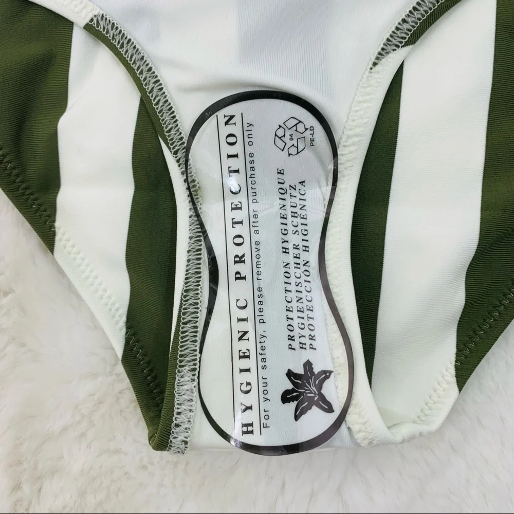 SOLID & STRIPED The Elle Bikini Bottom Olive Green White Stripe Swim Sma… - Picture 11 of 14